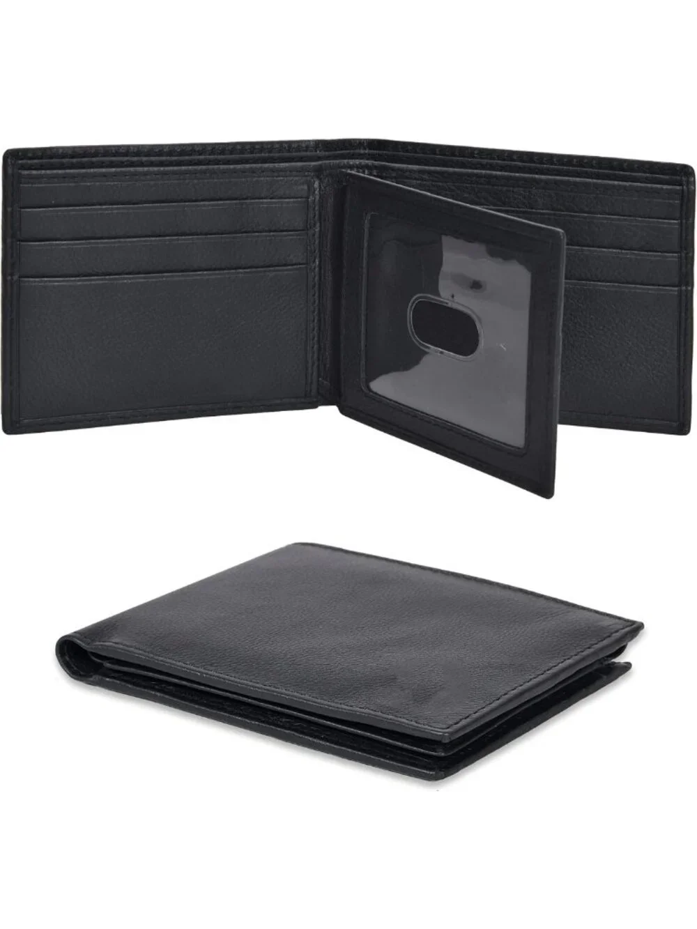 Slim RFID Bifold Leather Wallet for Men - Compact Genuine Cowhide Gift Idea